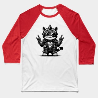 Gothic Punk Cat Baseball T-Shirt
